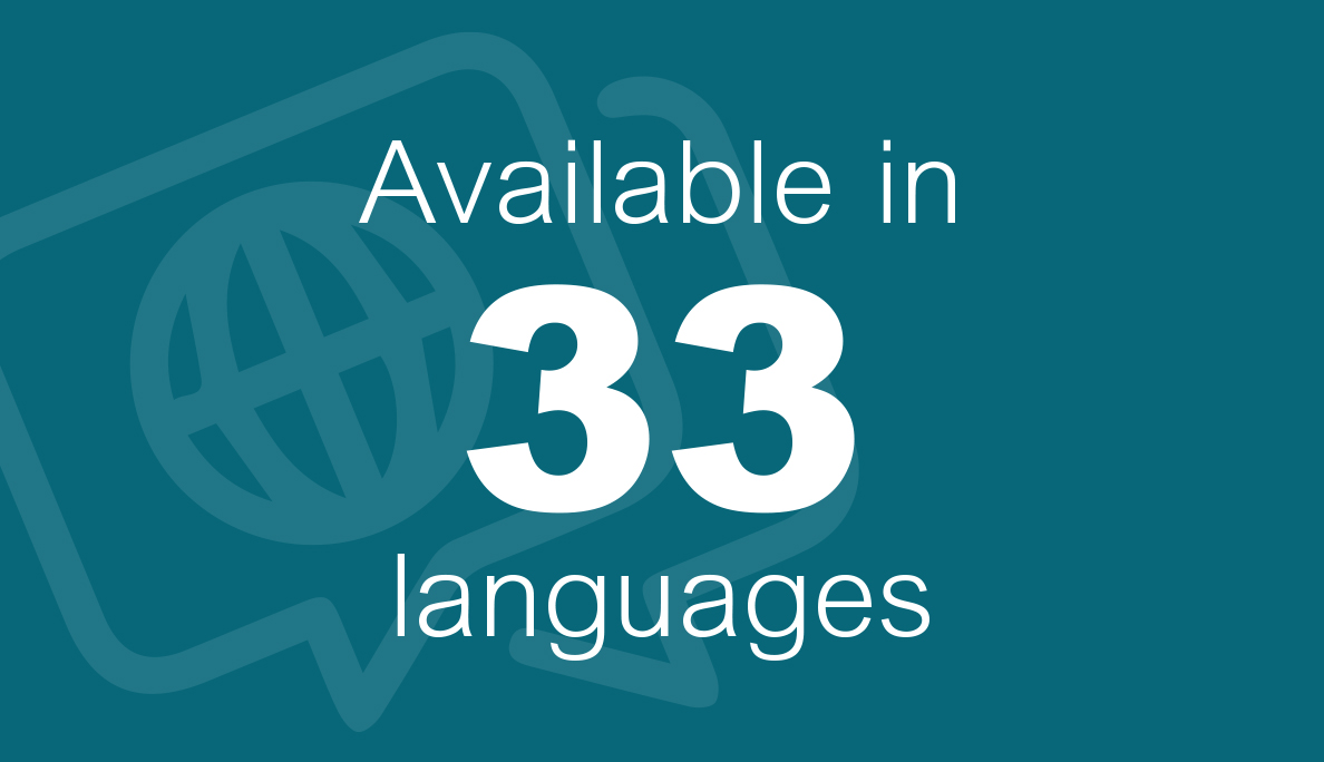 Facet5 is avbailable in 33 languages